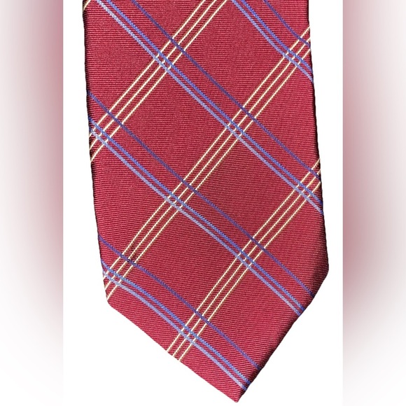 Burberry London Red Striped Tie Pure Silk Made in England - Picture 4 of 4